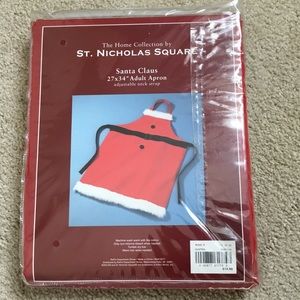 St. Nicholas Square Santa Claus Adult Apron, Faux Fur Trim, NWT